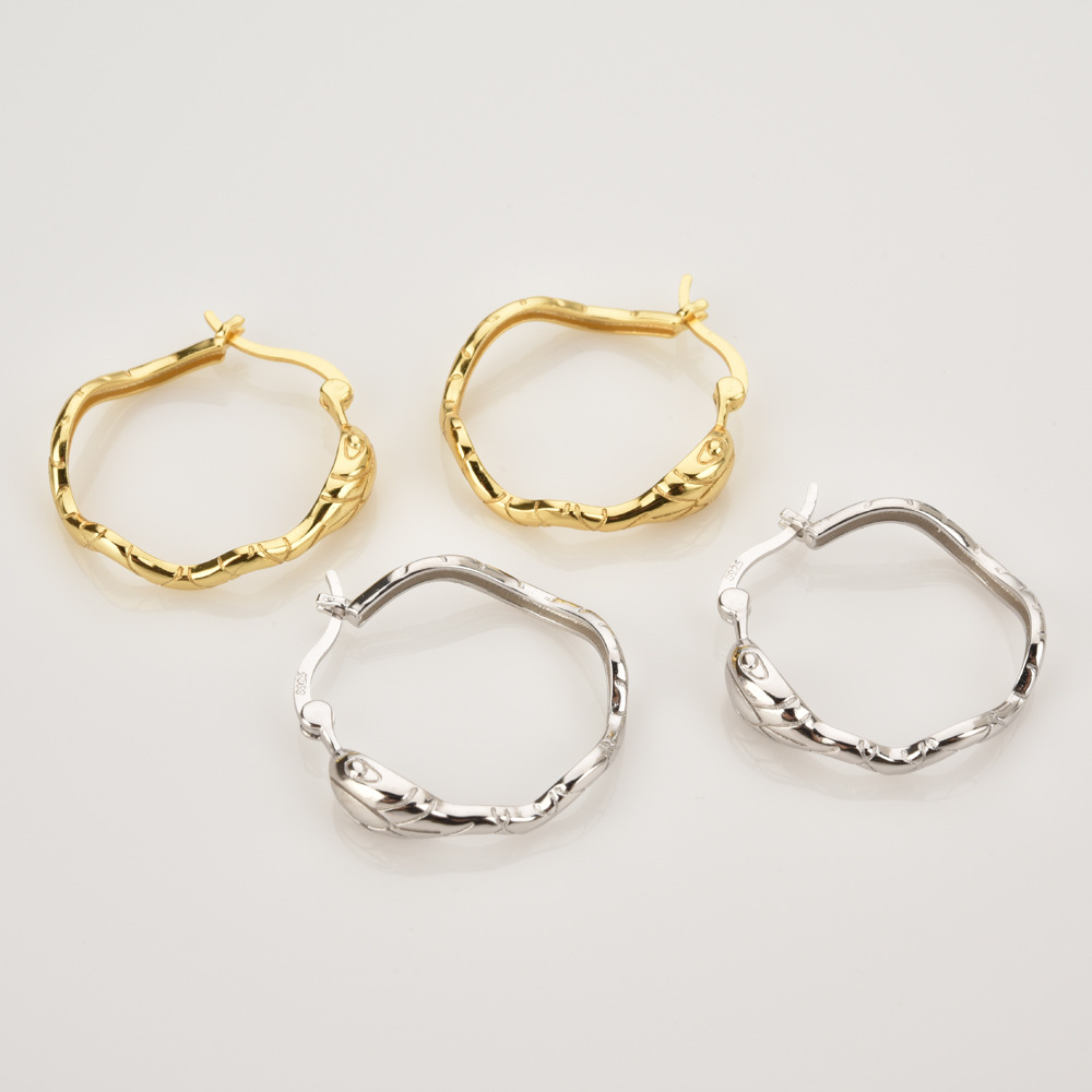 S925 Sterling Silver Large Ring Snake Earrings