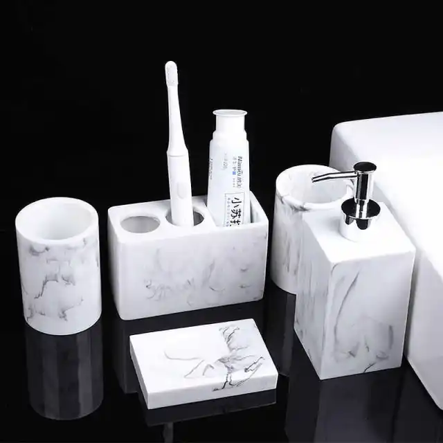Creative Resin Five piece Bathroom Set White - Shop at LoveMi