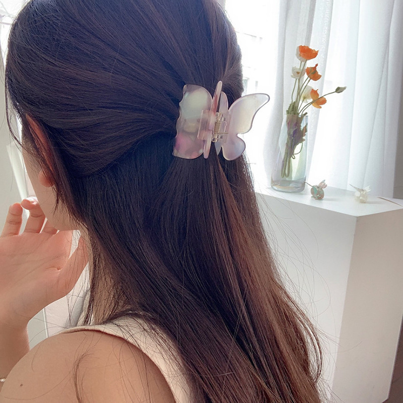 Girls Ins Acetate Butterfly Colorful Grab Clip