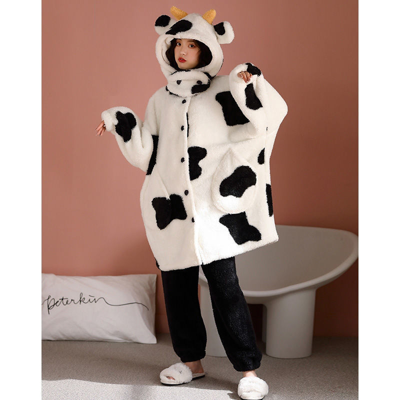 Title 5, Cute Cow Pajamas Women Autumn And Winter Coral ...