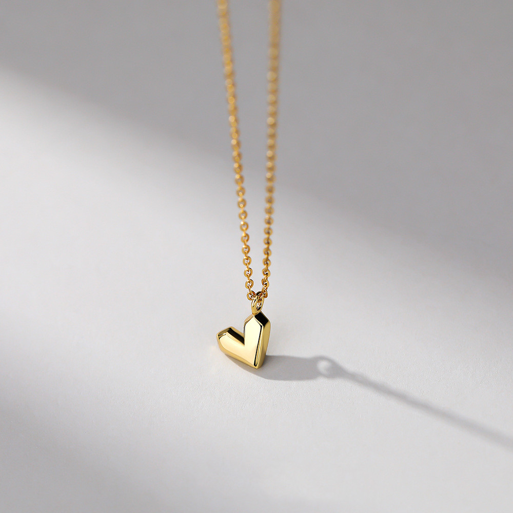 Women's Sterling Silver Geometric Faceted Heart Pendant