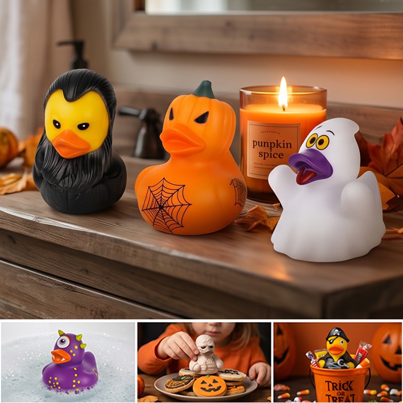 12x Halloween Vampire Ghost Mummy Rubber Ducks, Trick Or Treat Bath Toys Gifts