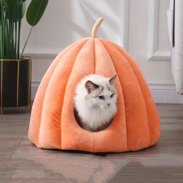 Winter Closed Kennel Cat Dog Keep Warm In Winter Pumpkin Nest Orange - Shop at LoveMi