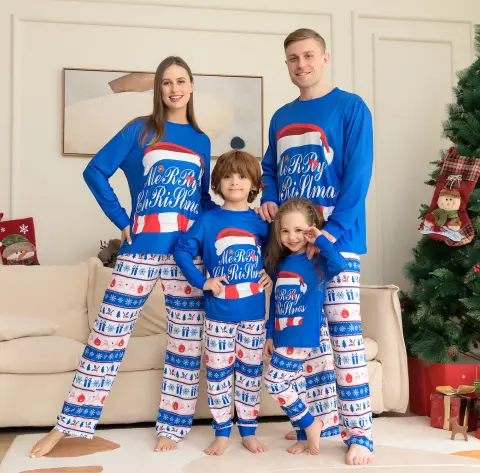 Matching Family Pajamas Sets Christmas PJ's Letter Print Top
