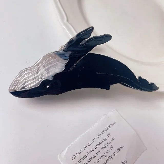 Shark Personality Acetate Blue Whale Hair Clip Black - Shop at LoveMi