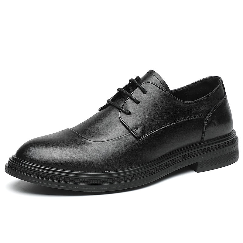 Men's Leather Soft Bottom Pointed Toe Lace-up Shoes