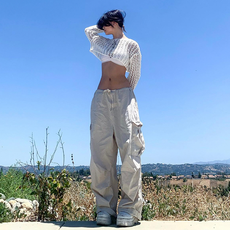 American Low Waist Pocket Overalls Female