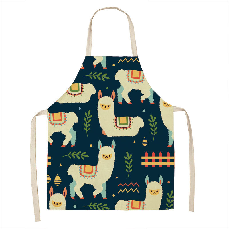 Title 15, Alpaca Cartoon Cotton Linen Apron Sleeveless An...