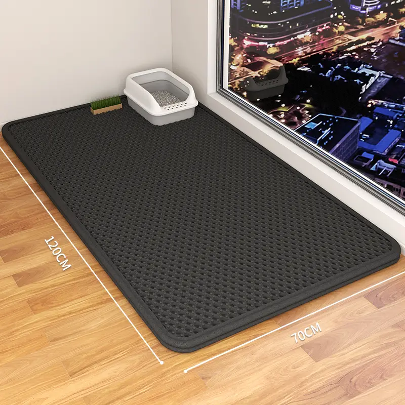 Cat Litter Mat Double Layer Waterproof Urine Trap Mat Easy To Clean Non-Slip Toilet Mats Cat Scratching Mat Large Foot Mats
