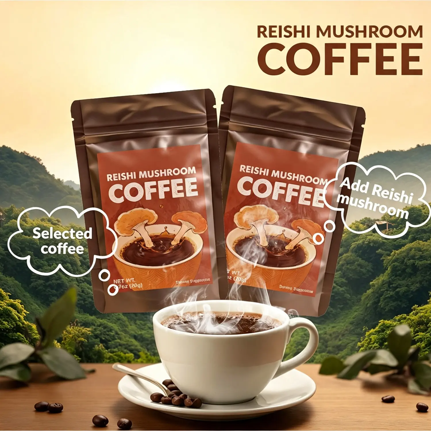 Reishi Mushroom Coffee, 20g Per Sachet, 20