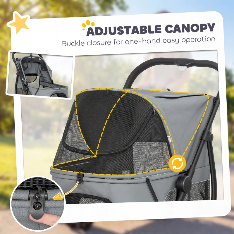 Poussette pour animaux de compagnie à 3 roues avec pliage rapide facile en un clic – Image 8