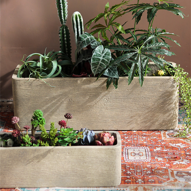 Nordic Rectangular Flowerpot Magnesium Mud Long Flower Slot