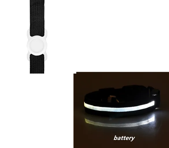 New Transparent Silicone Locator For Dog Loss Protection LED Pet Dog Luminous Collar Night Safety Flashing Glow Set - White