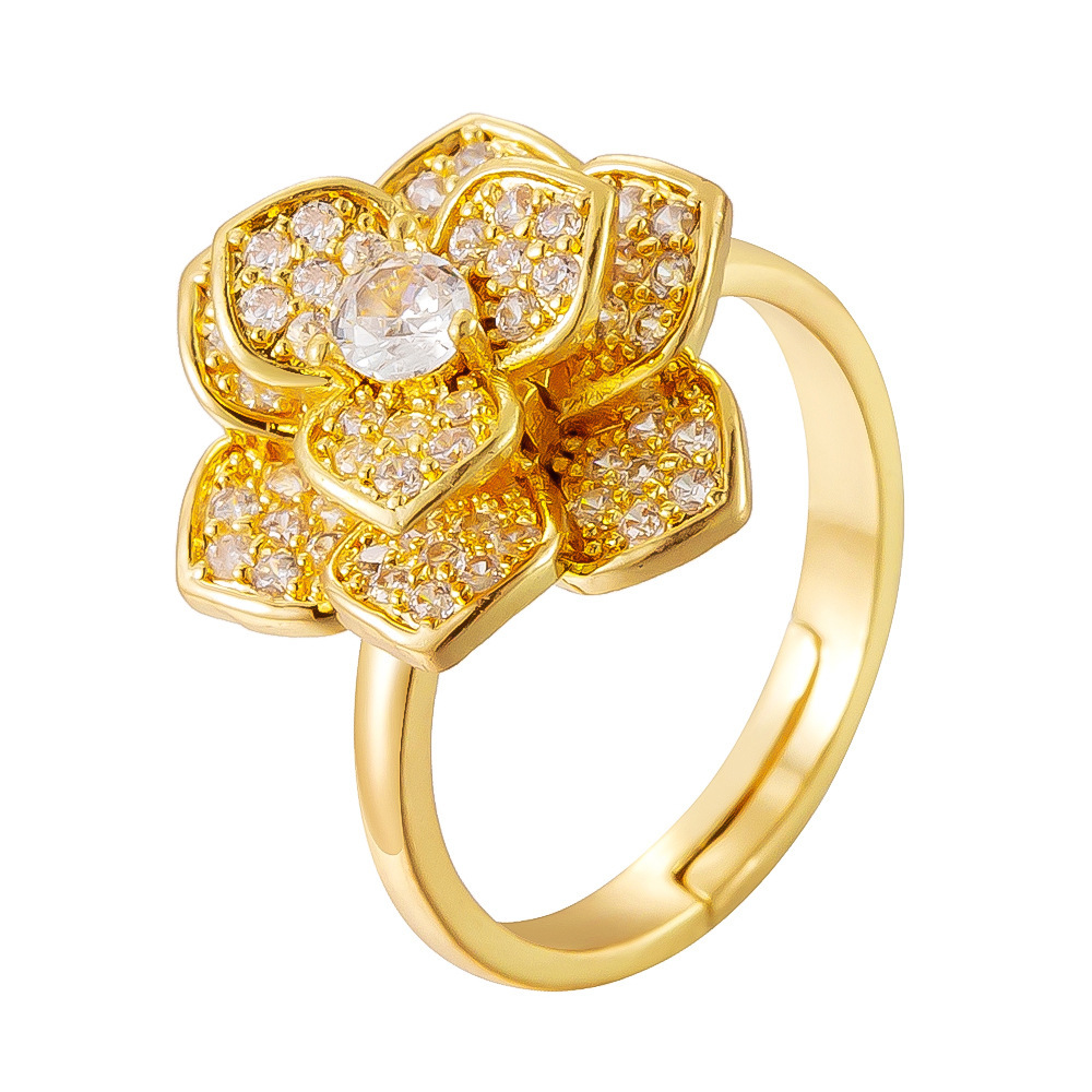 Copper Micro Paved Zircon Ring Butterfly Star Heart Adjustable Open Finger Ring