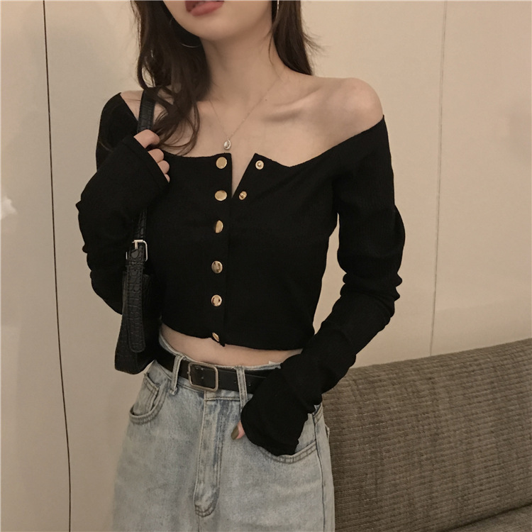 Title 8, Small Slim High Waist Short Long Sleeve T-shirt