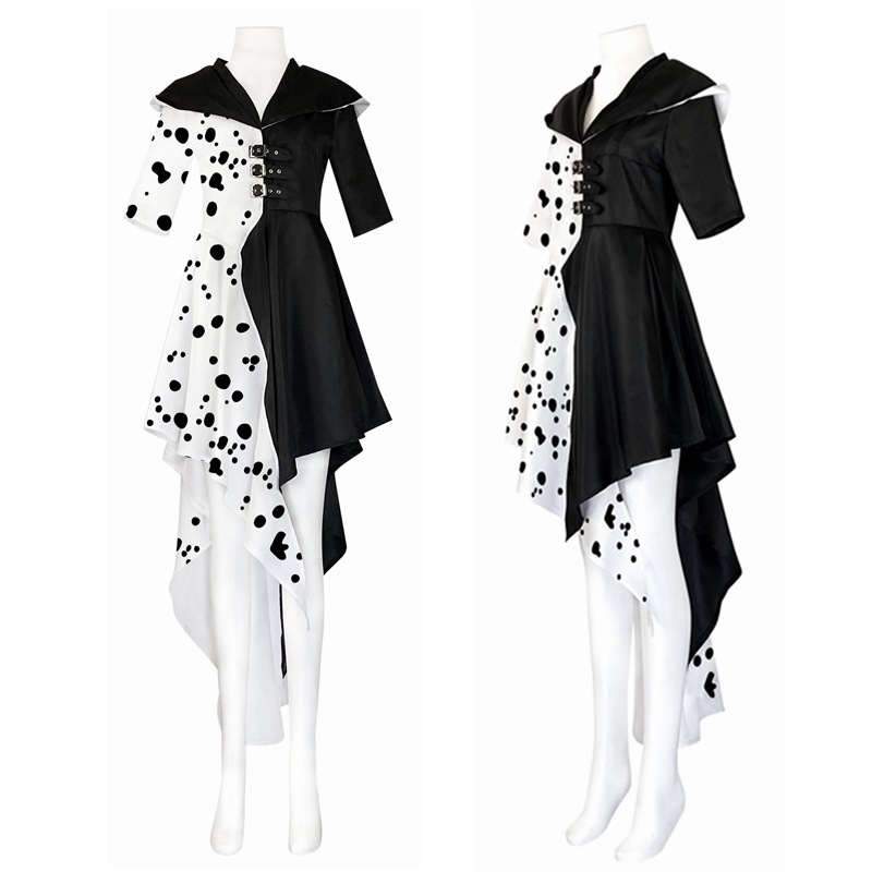 Halloween Costume Cosplay Evil Queen Black White Dress Jacket