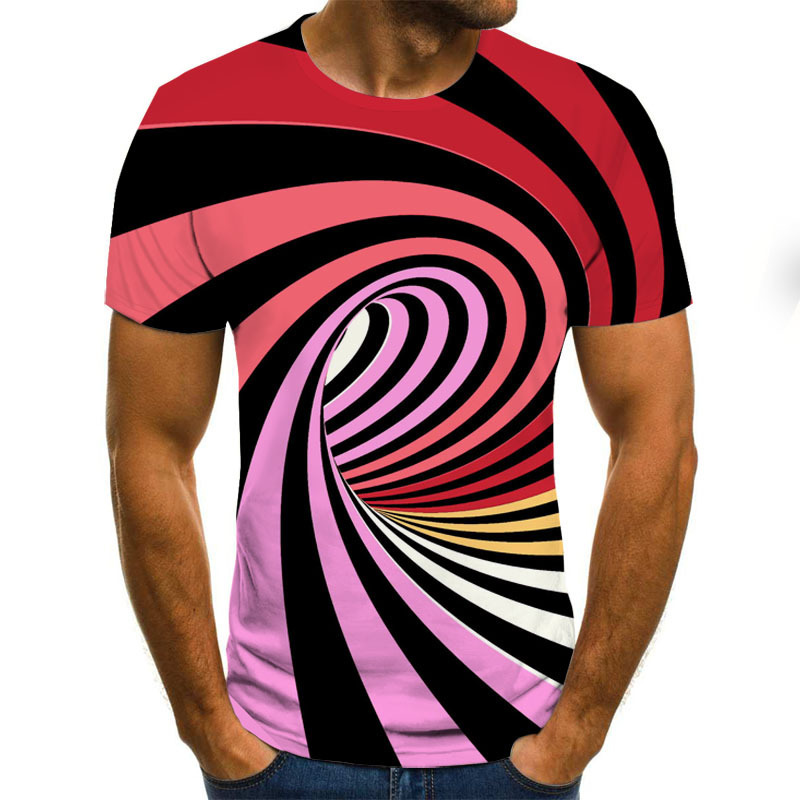 T Casual 3D Swirl Digital Round Neck Print T-shirt