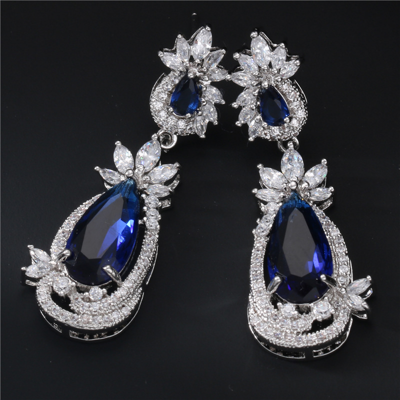 Fashion Retro Zircon Color Drop Earrings