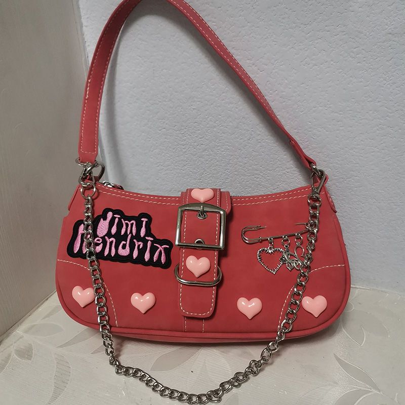 Title 2, Heart Butterfly Embroidered Chain Portable Mess...