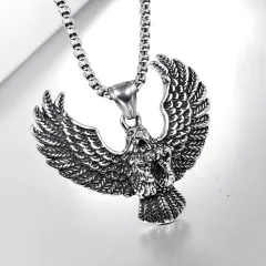 Fashion Eagle Pendant Punk Necklace Vintage - Silver - View 1