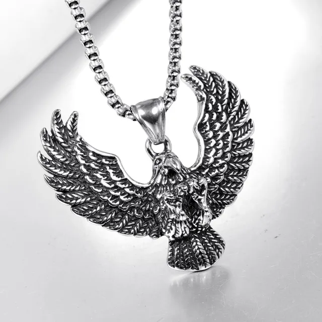 Fashion Eagle Pendant Punk Necklace Vintage Silver - Shop at LoveMi