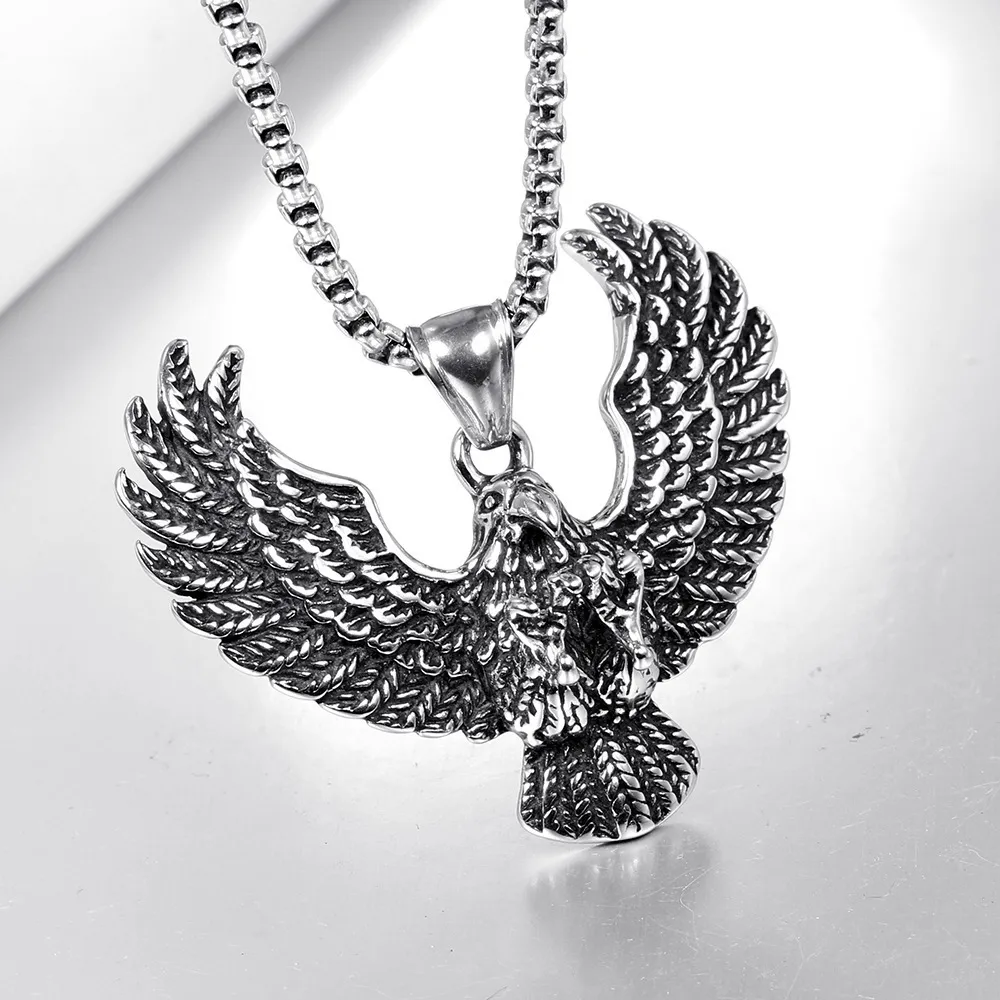 Fashion Eagle Pendant Punk Necklace Vintage - Silver
