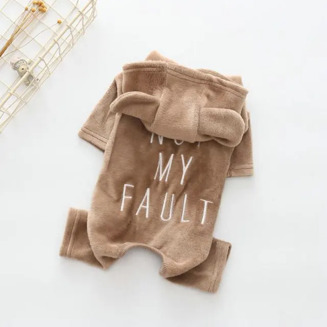 Pet Milk Dog Solid Color Embroidered Jumpsuit Camel - Shop at LoveMi