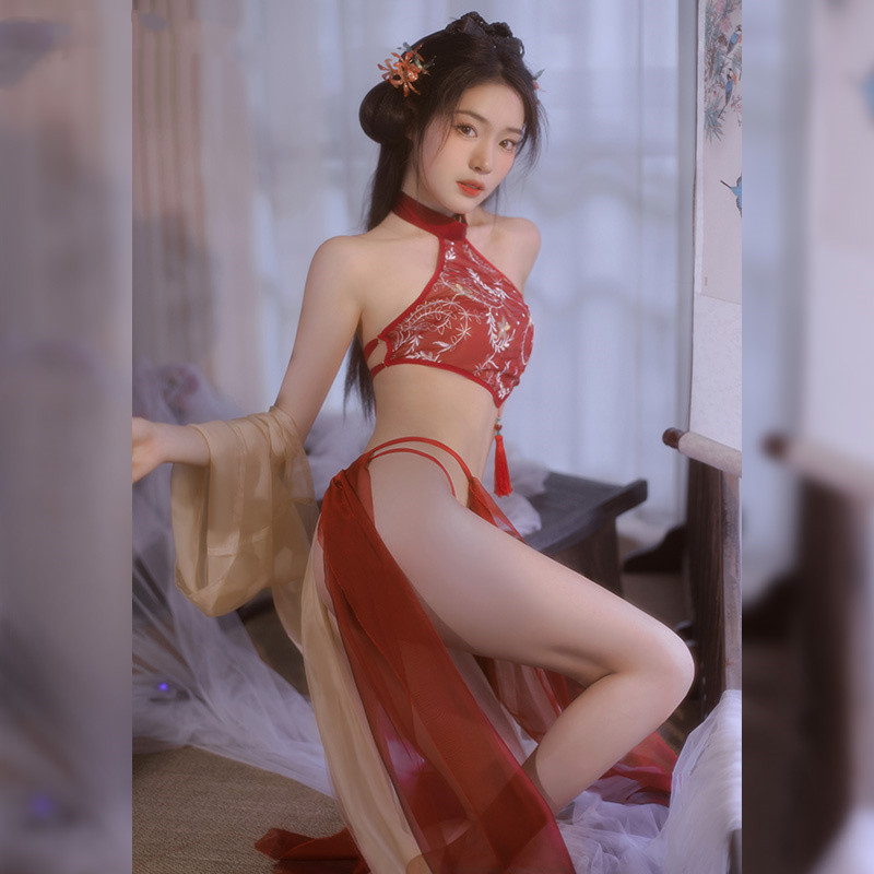 Women's Fashion Vintage Transparent Mesh Bandage Abdominal Set