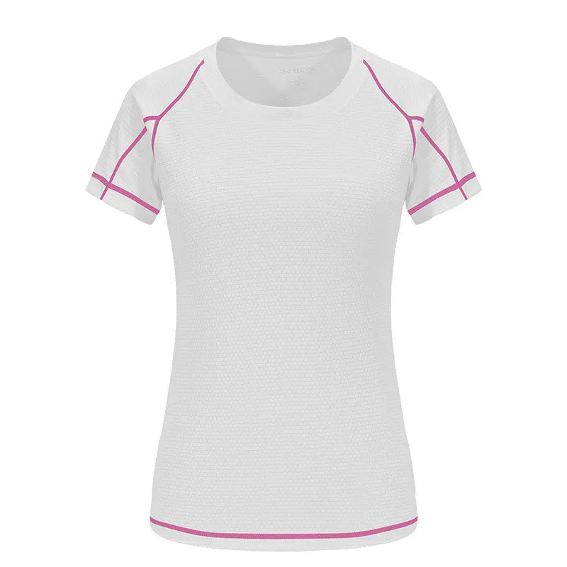 Round Neck Short-sleeved Men's T-shirt Couple Fitness Work Clothes T-shirt - White