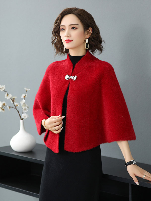 Mink Velvet Cape Shawl Jacket Women's Short Thick Warm