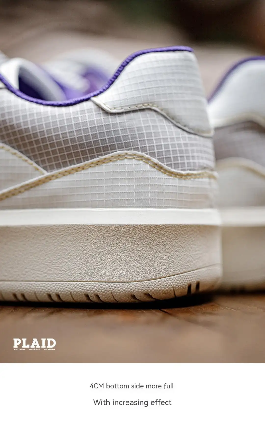 Plaid Sneakers Men's White Platform Heightened Easy Wear Shoes