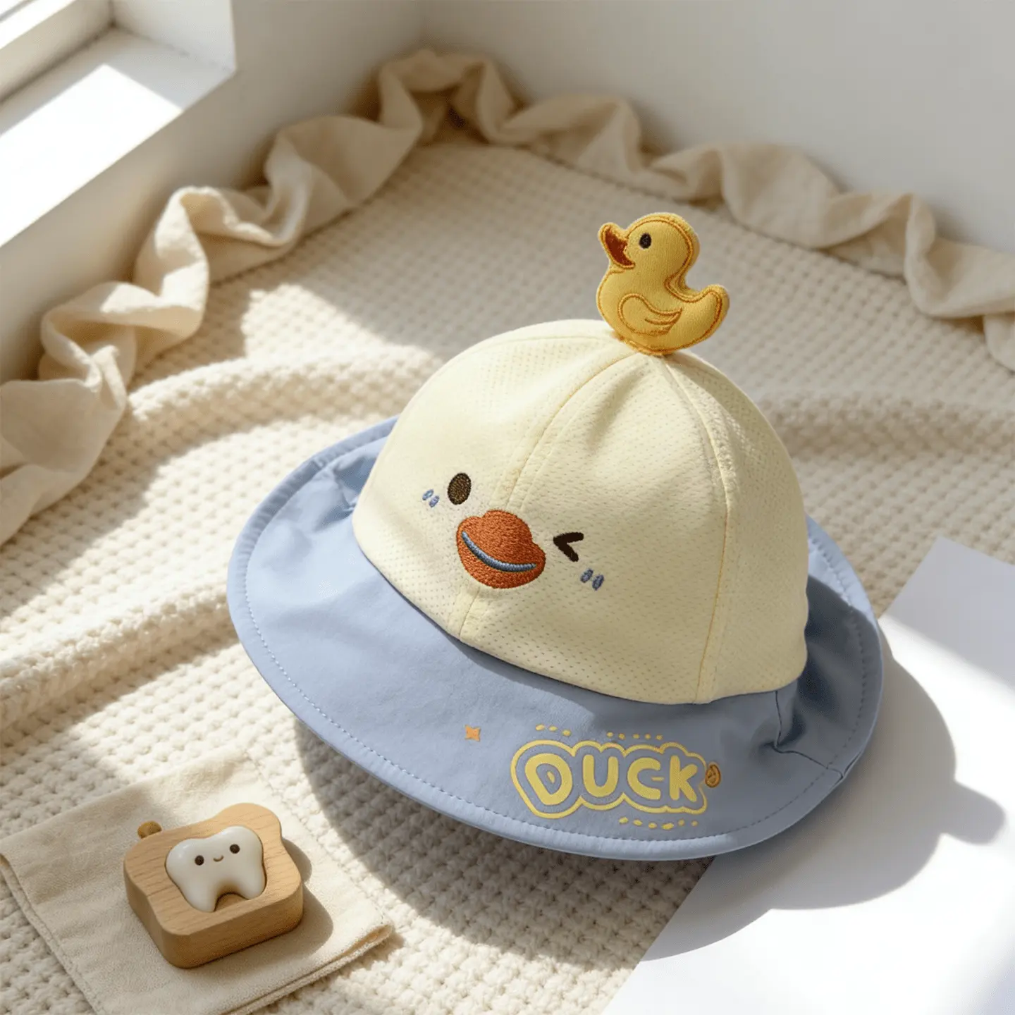 Children's Style Patchwork Yellow Duck Headpiece Featuring
