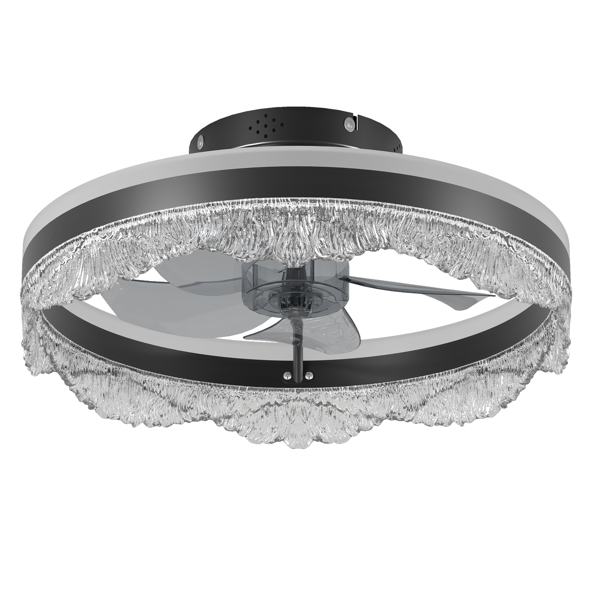 16 Quiet Ceiling Fan With Light  LED Crystal Flush Mount Fan Lamp With Hidden Blades And Natural Airflow, Perfect For Bedroom, Kids Room, Study Room