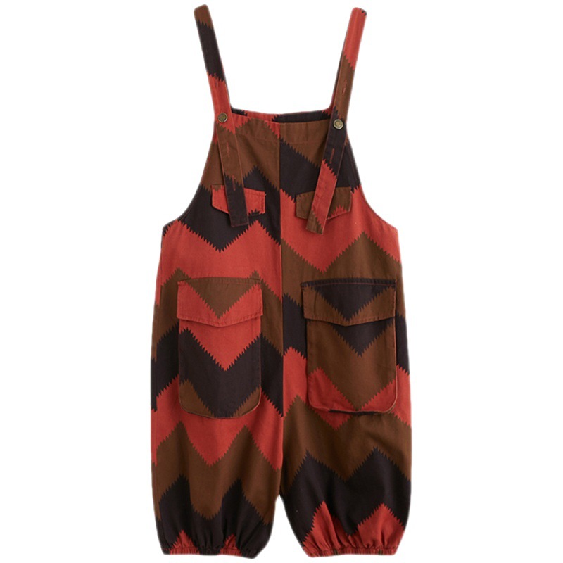 Women's Plus Size Korean Style Denim Print Overalls - Image 3