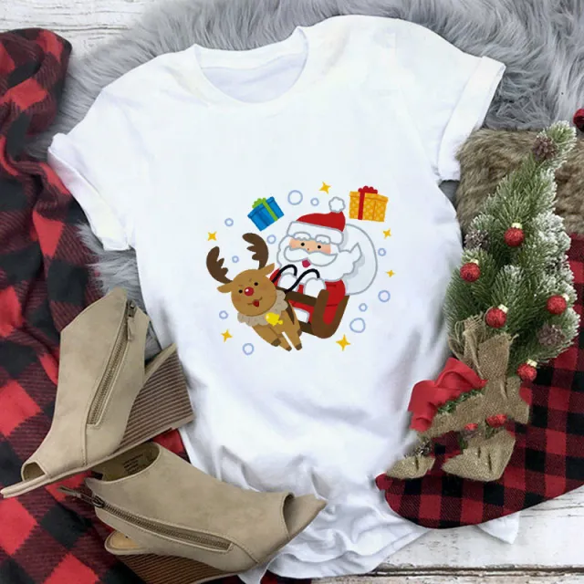 Christmas T shirt Women's Summer Plus Size With Short Sleeves C14 - Shop at LoveMi