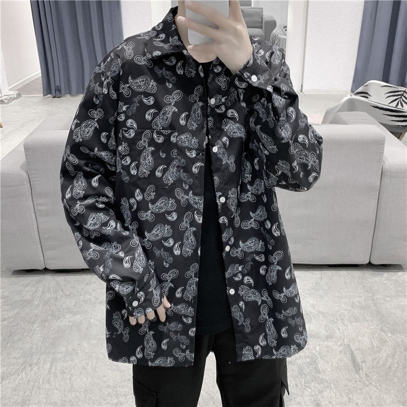New Men's Cashew Flower Trendy Plus Size Casual Long-Sleeved Shirt