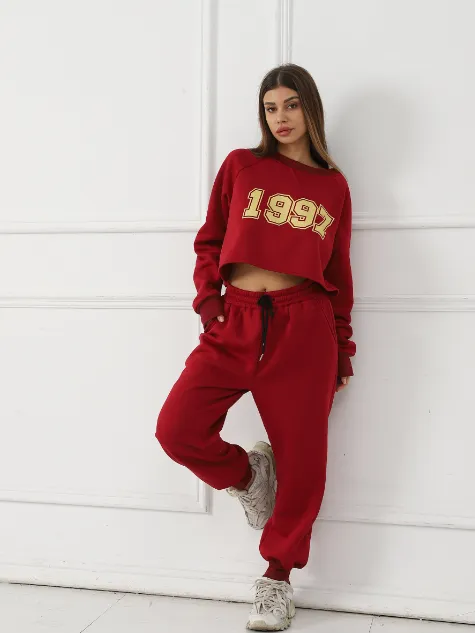 Women's Long Sleeved Hoodie Set Red - Shop at LoveMi