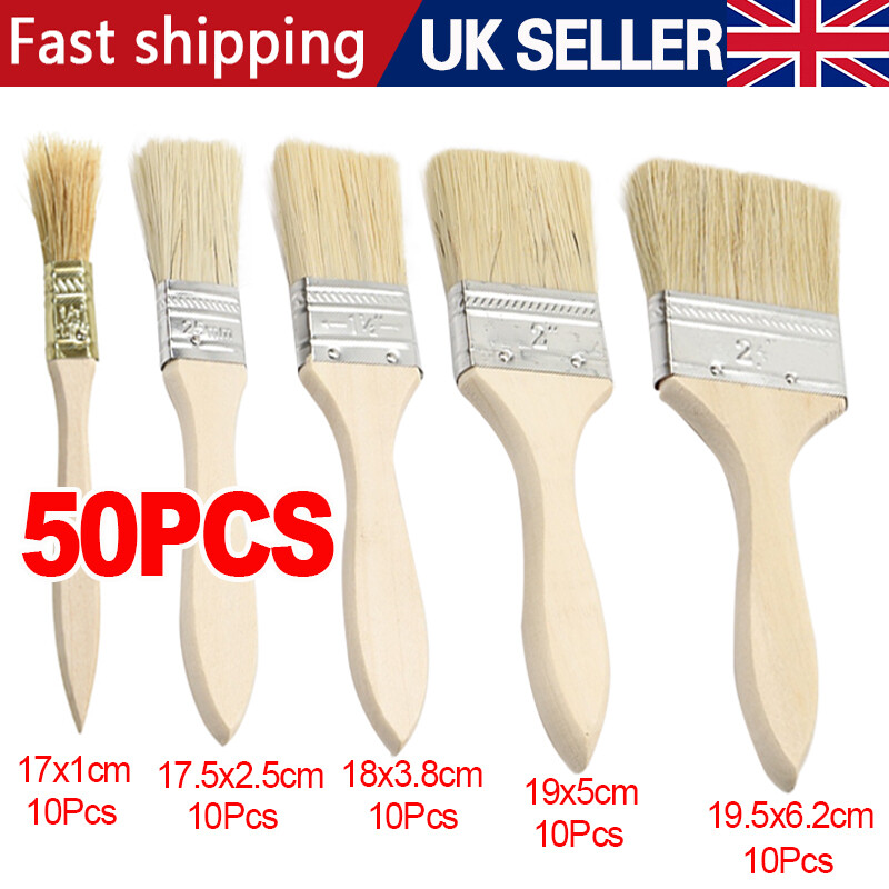 50x Economy Paint Brushes Disposable Decorating Fence Artist Paint Brushes