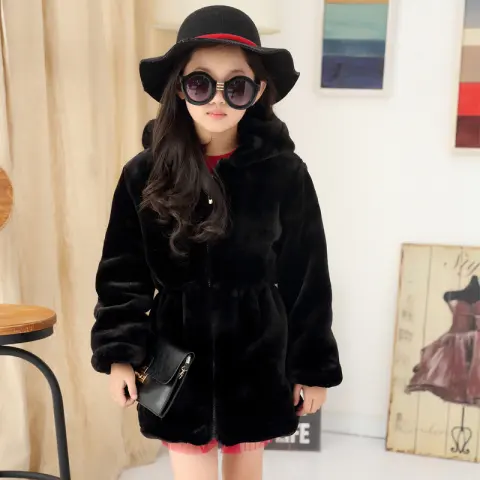 Faux Fur Girls Plush Coat Princess Thickening Rabbit Fur