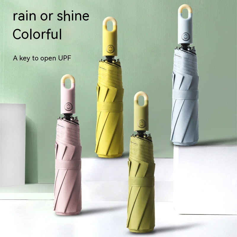 Lock Folding Automatic Vinyl Sun Protective UV Umbrella - Image 10