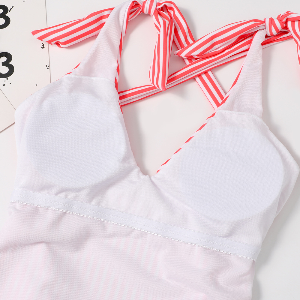 Women's Striped Print Slim One-Piece Swimsuit