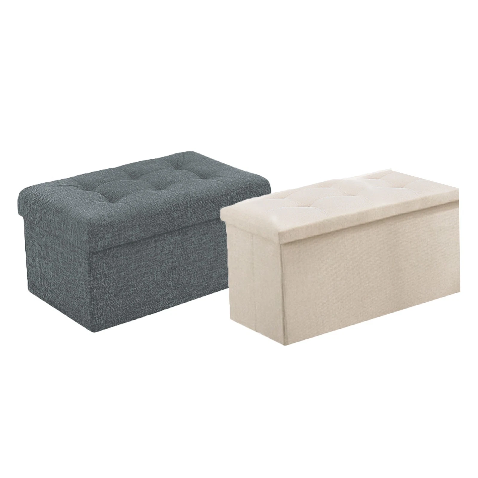 Folding Ottoman Storage Box Pouffe Seat Stool Home Chair Foot Stool Bench LINEN 3