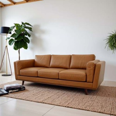 Chase Mid Century Modern Genuine Leather Sofa_voghion.com