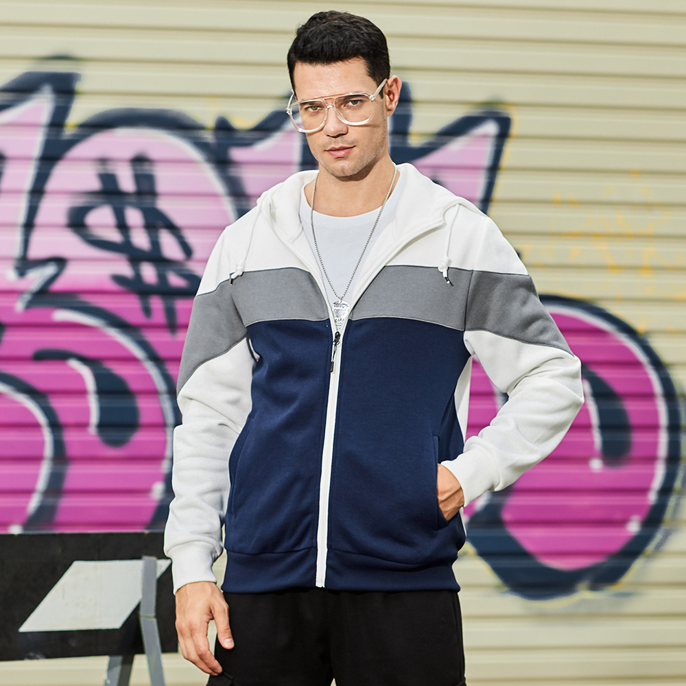 Men's Cardigan Color Block Casual Sweatshirt