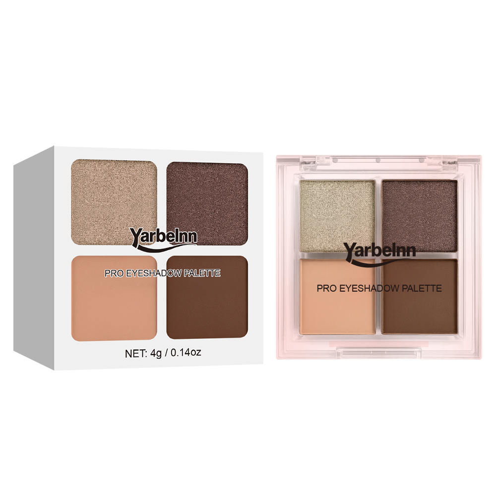 Hot Portable 4 Shades Eyeshadow Palette, Glitter Earth Tone Grape Matte Shimmer Powder, Multi-use Face Contour Cosmetics, 4g
