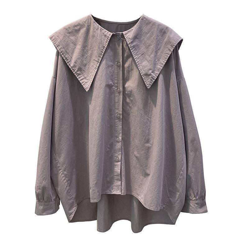 Doll Collar Retro Shirt Women's Autumn Lantern Sleeve Design Sense Niche