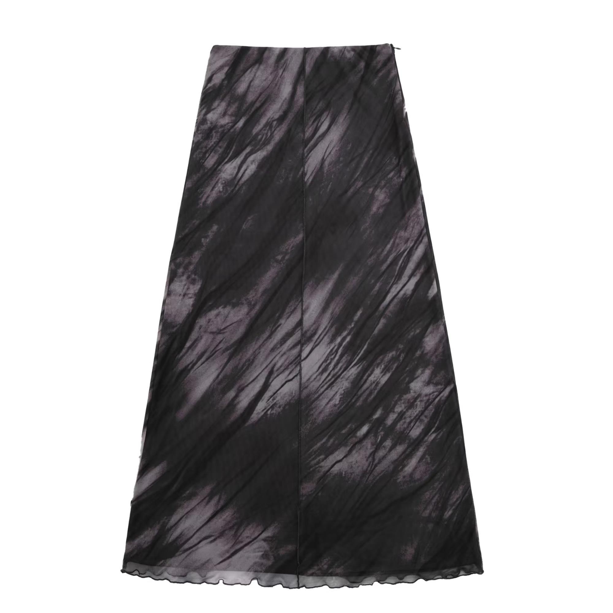 Title 3, Pleated Floral Print Silk Mesh Dress Skirt. Ele...