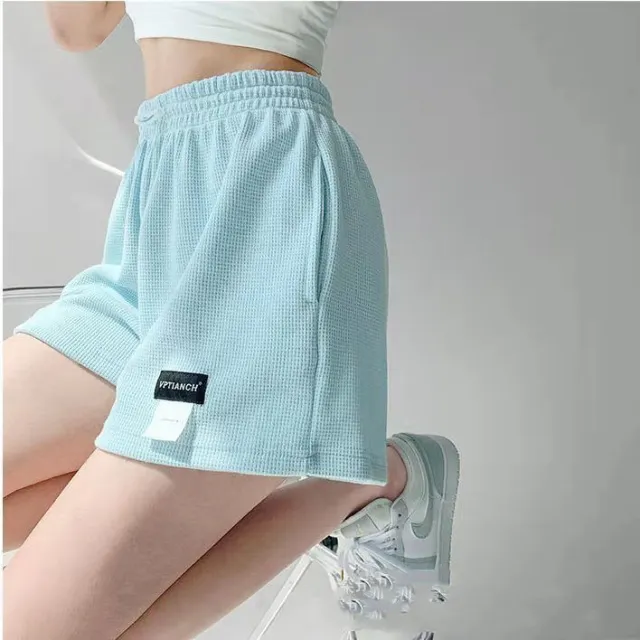 Street Spice Girl Lettered Sports Shorts Women''s High Waist Drawstring Blue - Shop at LoveMi