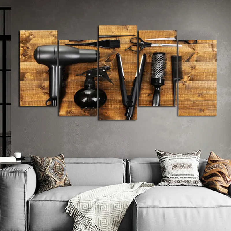 Hairdressing Tools Canvas Painting Assortment Wall