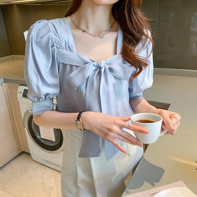 Title 6, Loose Tie Shirt Short Sleeve Bow Top